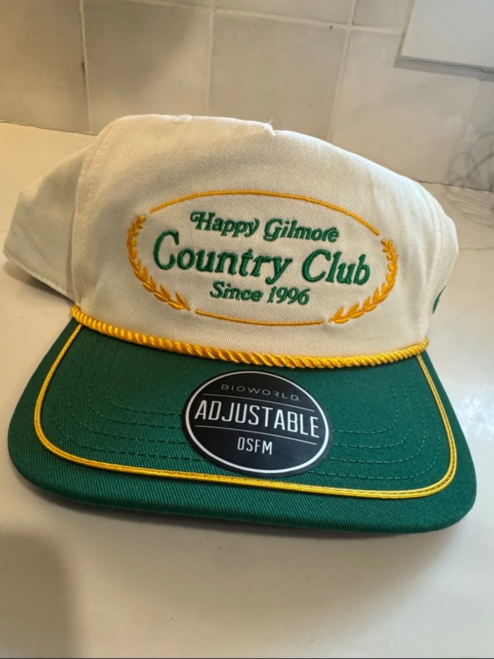 BIOWORLD Happy Gilmore Country Club Adjustable White & Green Cap